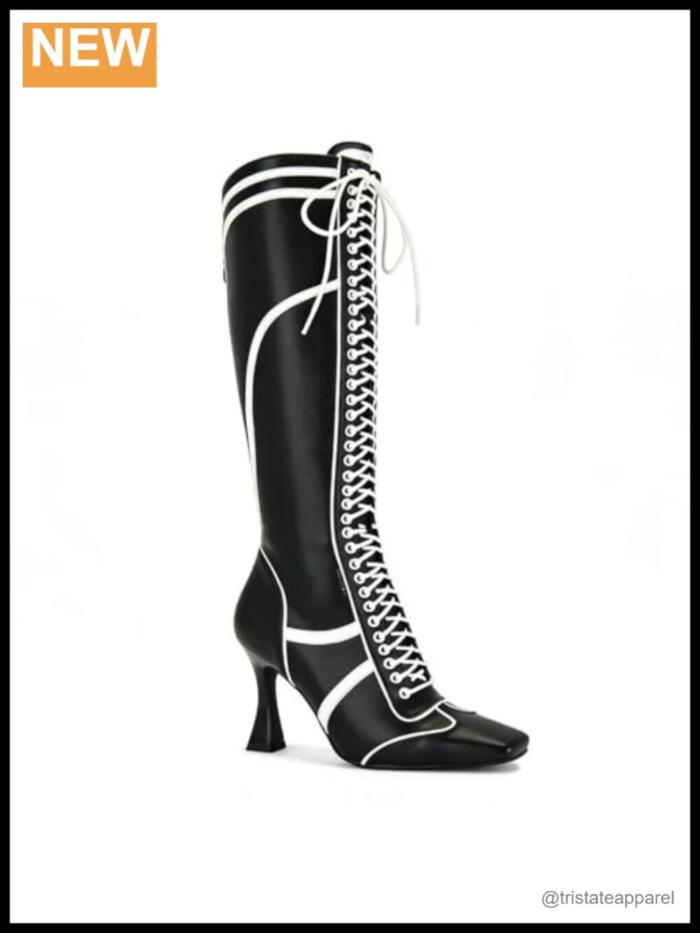 Lace Up High Heel Knee High Boots Equestrian Style